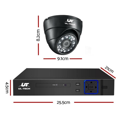 UL-Tech 1080P Övervakningssystem med 4 HD-kameror och DVR