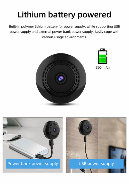 Mini WiFi Säkerhetskamera 1080P med Nattseende och Rörelsedetektering